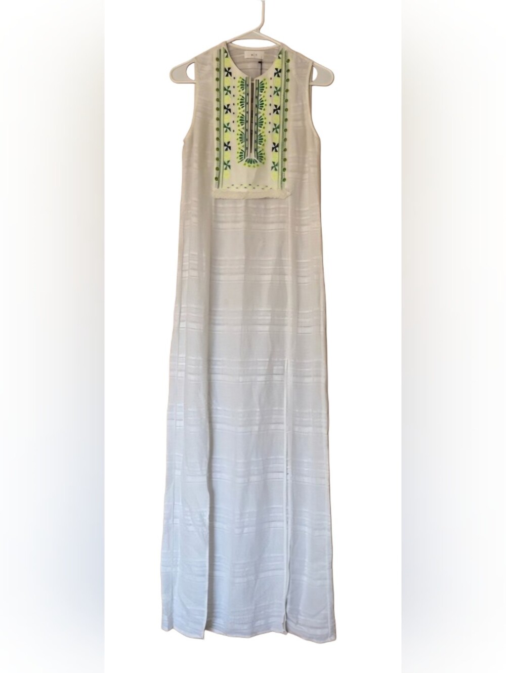 NWT VMT Los Angeles White Embroidered Resort Maxi Cover-Up Dress Size S / M - Picture 3 of 8